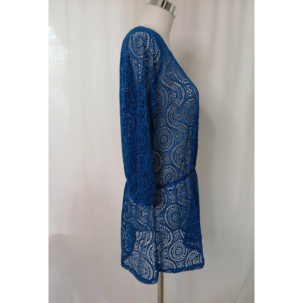 Exofficio Mesh Cover Dress Blue Swim Beach Summer Tunic Medium - Picture 10 of 10